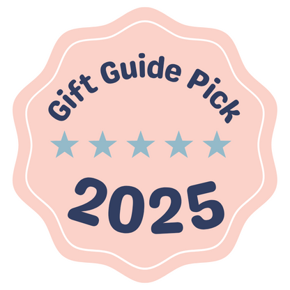 Badge labeled 'Gift Guide Pick 2025' with five stars on a pink background